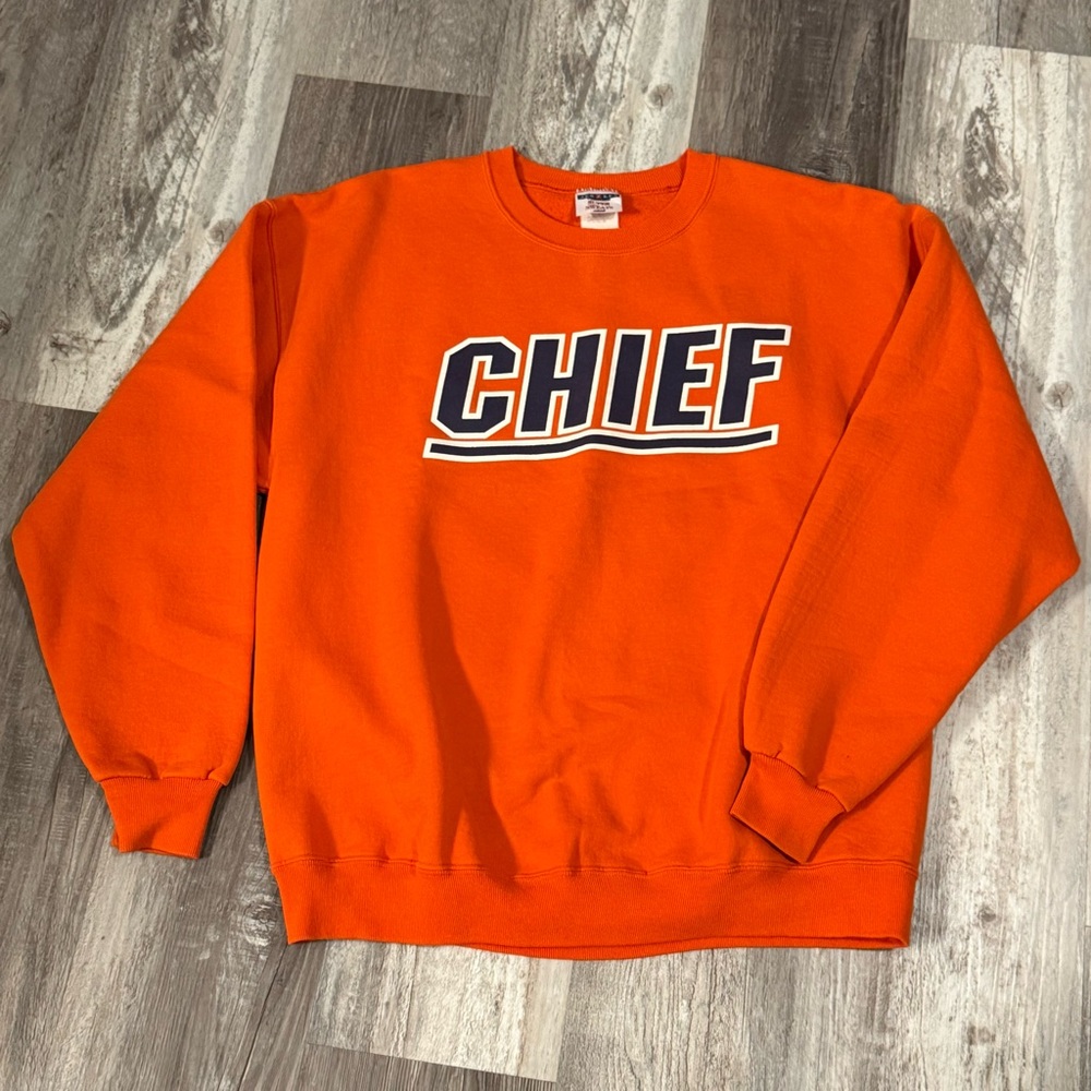 Vintage Jerzees Chief Illinois Fighting Illini Orange Crewneck Sweatshirt Mens L
